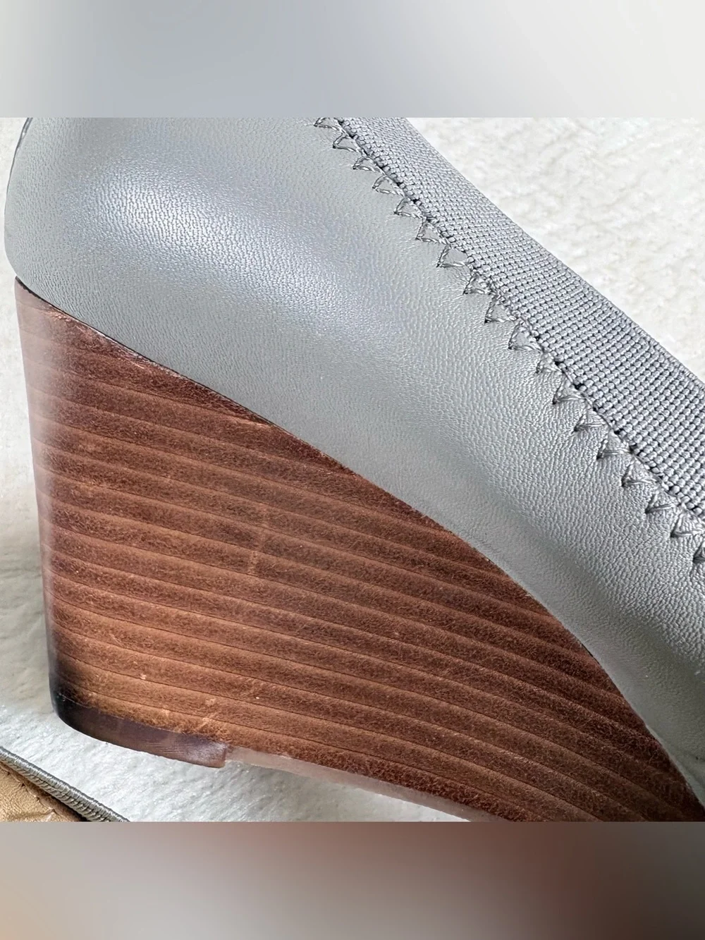 Tory Burch Gray Logo Wedge Heels Medium Width Fit